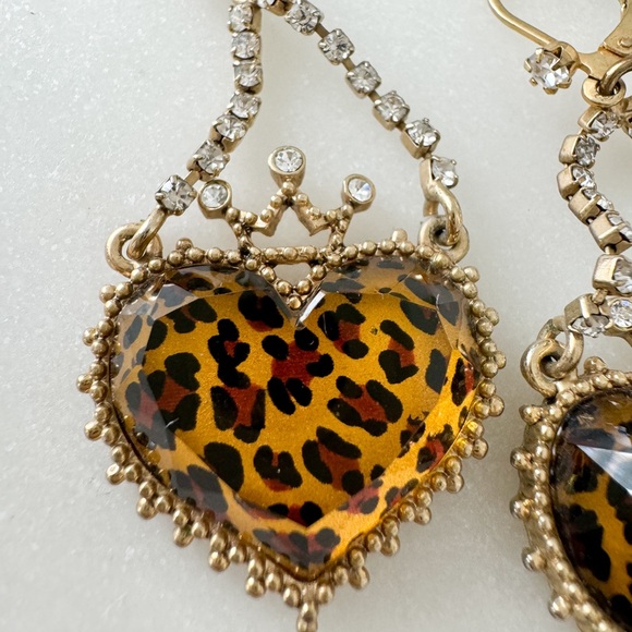 Betsey Johnson Jewelry - Betsey Johnson Leopard Heart Earrings